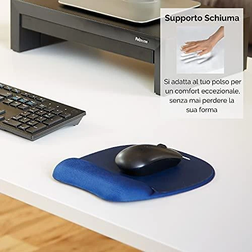 Fellowes | Foam Pelės kilimėlis su riešo atrama | Mouse pad with wrist pillow | 202 x 235 x 25 mm | Sapphire
