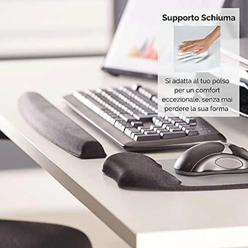 Fellowes | Foam Klaviatūra Pad Memory Foam | Klaviatūra riešo atrama | 490 x 58.7 x 23.9 mm | Juodas
