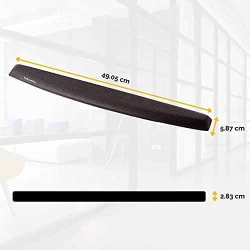 Fellowes | Foam Klaviatūra Pad Memory Foam | Klaviatūra riešo atrama | 490 x 58.7 x 23.9 mm | Juodas