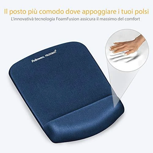 Kilimėlis pelei su riešo atrama FELLOWES PlushTouch™ (9287302), mėlyna sp.