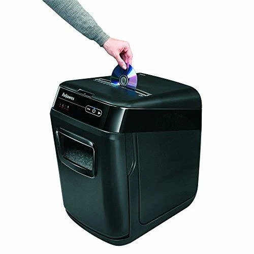 Fellowes Cross-Cut | AutoMax 200C | Juodas | Popieriaus smulkinimas | Kompaktinių diskų smulkinimas | Kreditinių kortelių smulkinimas