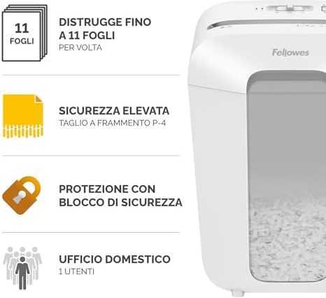 Smulkintuvas Fellowes Fellowes Powershred LX70 Aktenvernichter CrossCut 11 Blatt 4x40mm P-4 Weiss