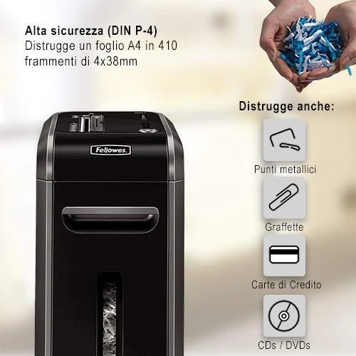 Fellowes Powershred | 99Ci | Juodas | 34 L | Kompaktinių diskų smulkinimas | Kreditinių kortelių smulkinimas | Popieriaus apdorojimo standartas / išvestis 18 lapų per eigą | Skersinis smulkintuvas | Garantija 24 mėn.