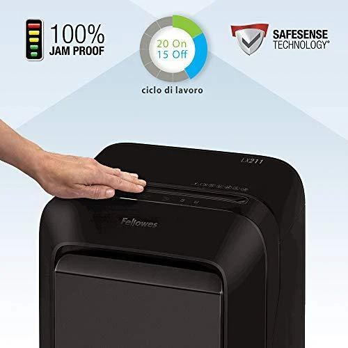 Fellowes MicroShred | LX211 | Juodas | Popieriaus smulkinimas | Kreditinių kortelių smulkinimas | Tradicinis