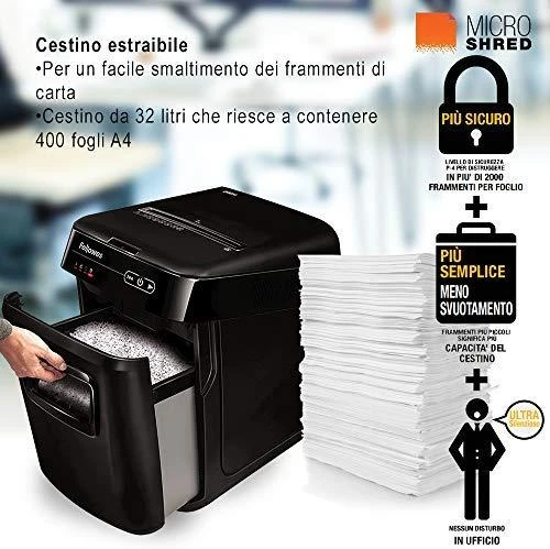 Fellowes MicroShred AutoMAX 200M Popieriaus smulkinimas, Kreditinių kortelių smulkinimas
