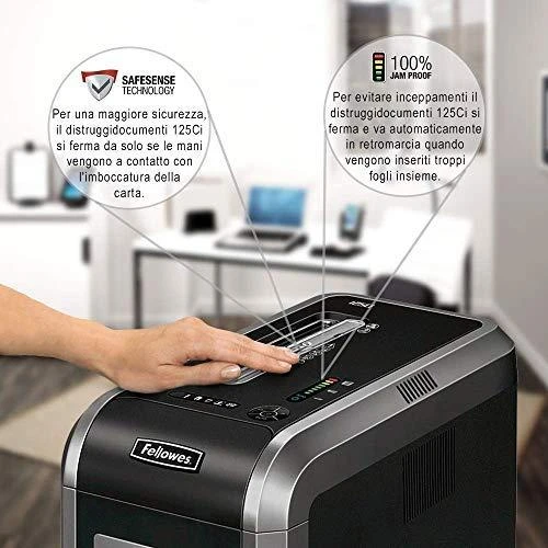 Fellowes 125Ci saugos technologijų vizualizacija