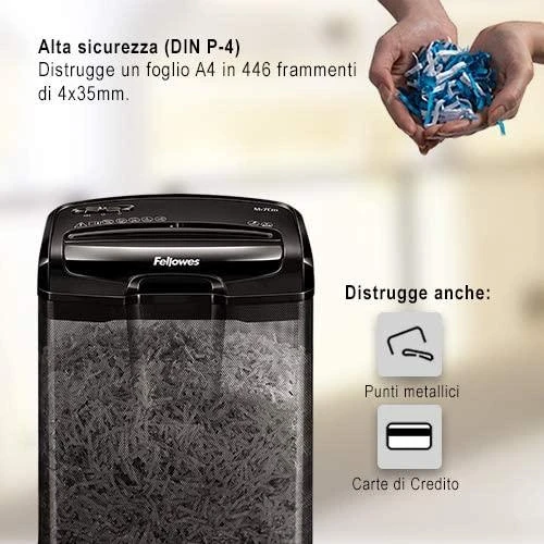 Dokumentų naikiklis Fellowes Powershred® M-7Cm, Cross-Cut, 7 lapai 70gsm, P4, 13 L