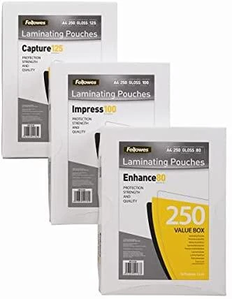Fellowes A4 blizgus 80 mikronų laminavimo maišelis - 250 pak