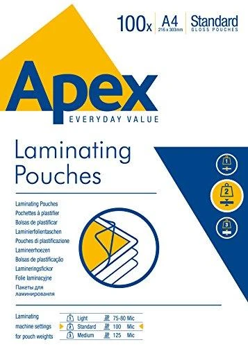 Fellowes APEX - Laminavimo folija standartas A4, 100 vnt. (6003301)