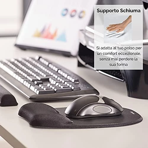 Kilimėlis pelei gelinis su atrama riešui Fellowes Memory Foam, juodas 0407-018