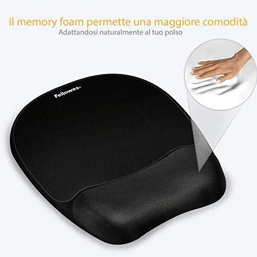 Kilimėlis pelei gelinis su atrama riešui Fellowes Memory Foam, juodas 0407-018