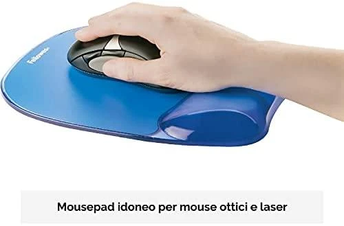 FELLOWES CRYSTAL Mėlynas Pelės kilimėlis w/ riešo atrama