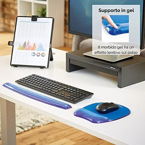 FELLOWES CRYSTAL Mėlynas Pelės kilimėlis w/ riešo atrama