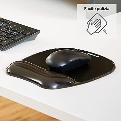 Pelės kilimėlis su riešo atrama FELLOWES CRYSTAL, juoda