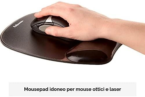 Pelės kilimėlis su riešo atrama FELLOWES CRYSTAL, juoda