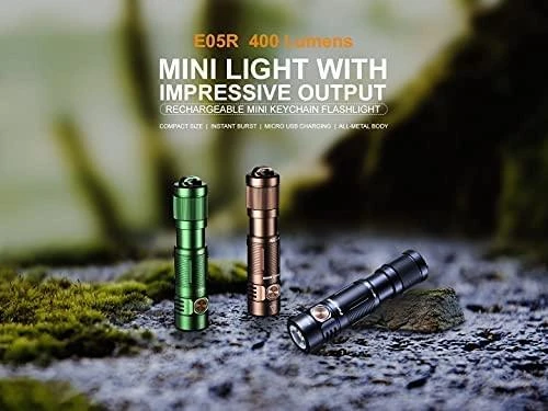 Mikro EDC žibintuvėlis Fenix E05R, 400lm.