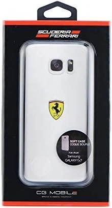 Ferrari kietas dėklas FEHCS7BK G930 S7 racing shield skaidrus juodos spalvos
