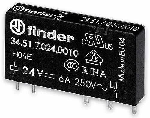 Finder Transmission 1P 6A 24V DC kontaktas AgNI + AU (34.51.7.024.5010)