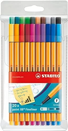Stabilo Fineliner 20 spalvų