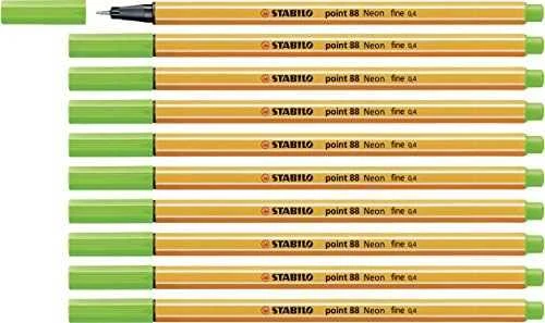 Stabilo Point 88 neoninės žalių flomasterių rinkinys