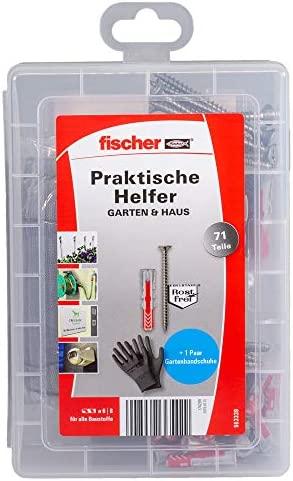 Fischer FISCHER praktiški pagalbininkai sodas ir namas, kaiščiai (šviesi pilka/raudona, 71 vnt.)