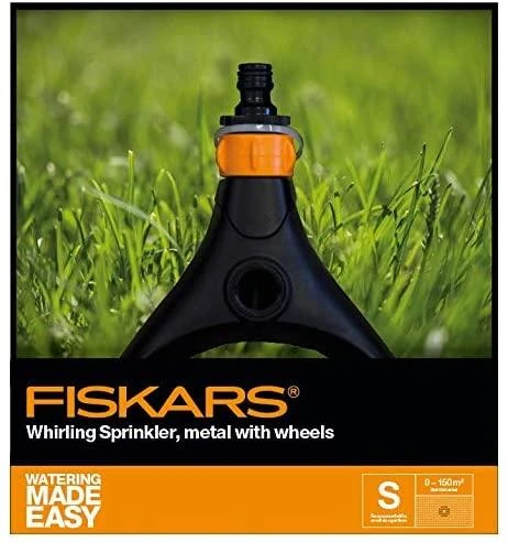Fiskars besisukantis purkštuvas, metalinis, su ratukais 1023657