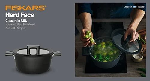 Fiskars Hard Face puodas 3,5 L / 22 cm su dangčiu