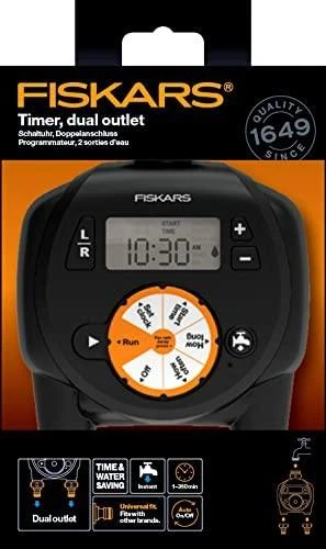 Fiskars laistymo laikmatis su dviem išėjimais