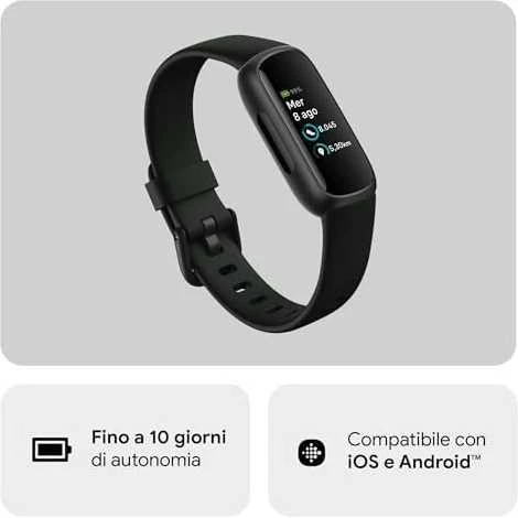Išmanioji apyrankė Fitbit Inspire 3, Juodos spalvos korpusas su alyvinės spalvos dirželiu