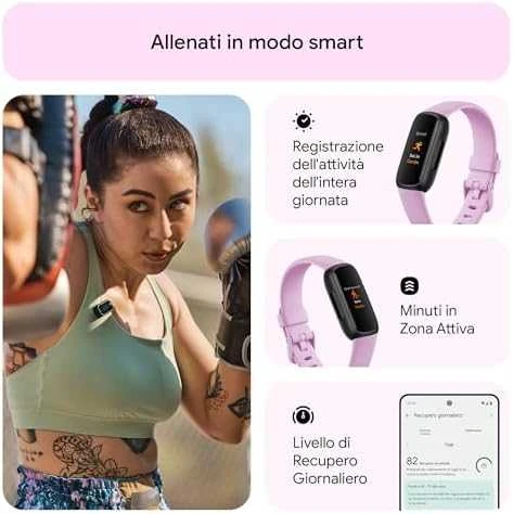 Išmanioji apyrankė Fitbit Inspire 3, Juodos spalvos korpusas su alyvinės spalvos dirželiu