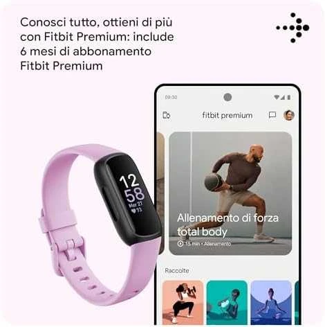 Išmanioji apyrankė Fitbit Inspire 3, Juodos spalvos korpusas su alyvinės spalvos dirželiu