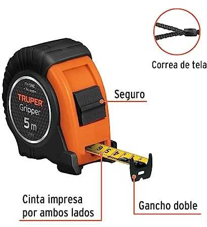 Matavimo juosta "Gripper" 5m x 19mm Truper®
