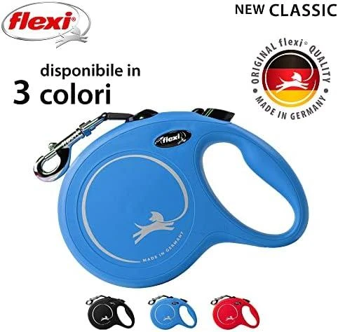 Flexi New Classic L pavadėlis šunims iki 50kg juostinis 5m mėlynos spalvos