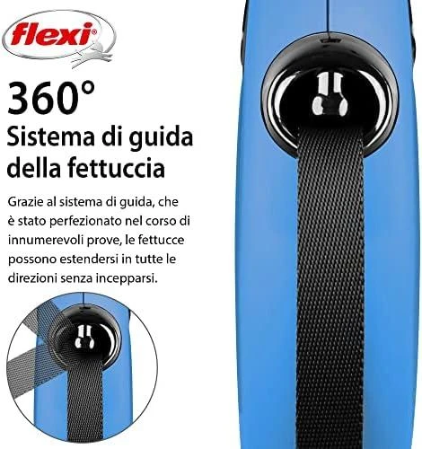 Flexi New Classic L pavadėlis šunims iki 50kg juostinis 5m mėlynos spalvos