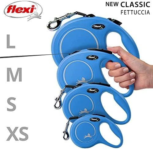 Flexi New Classic L pavadėlis šunims iki 50kg juostinis 5m mėlynos spalvos