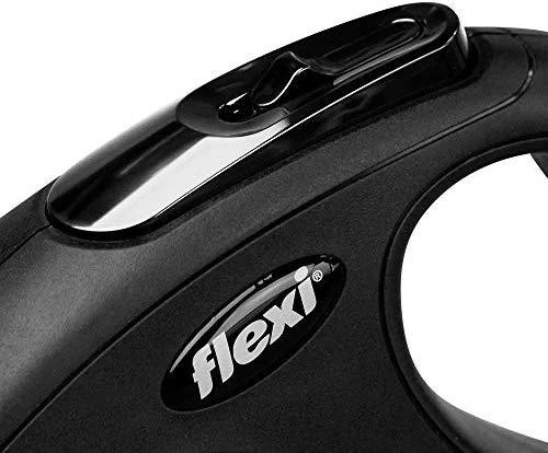 Flexi New Classic M pavadėlis šunims iki 25kg juostinis 5m juodos spalvos