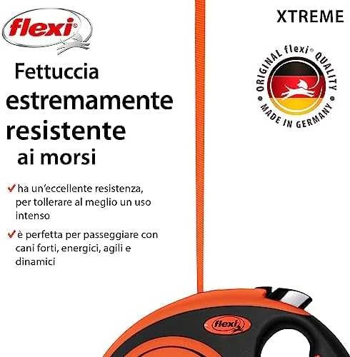 Trixie Flexi Xtreme šunų pavadėlis, S, iki 20 kg, 5 m, oranžinis