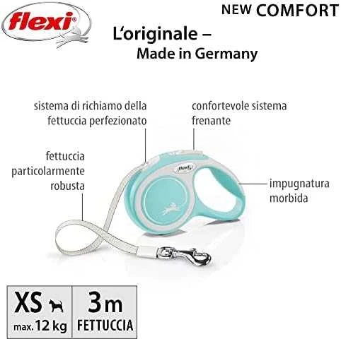 Flexi New Comfort XS pavadėlis šunims iki 12kg juostinis 3m žydros spalvos