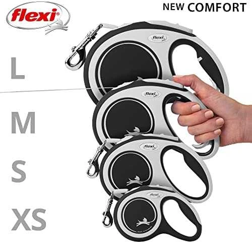 Flexi New Comfort S pavadėlis šunims iki 15kg juostinis 5m juodos spalvos