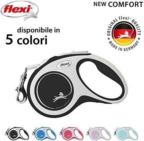 Flexi New Comfort S pavadėlis šunims iki 15kg juostinis 5m juodos spalvos