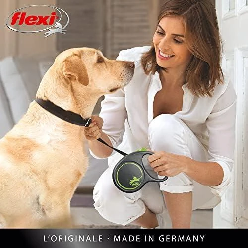 Flexi Black Design S pavadėlis šunims iki 15kg juostinis 5m rožinės spalvos
