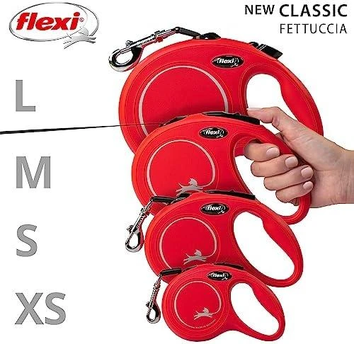 Flexi New Classic L pavadėlis šunims iki 50kg juostinis 8m raudonos spalvos