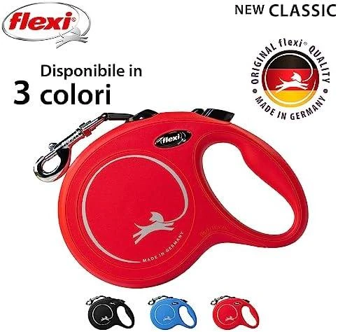 Flexi New Classic L pavadėlis šunims iki 50kg juostinis 8m raudonos spalvos