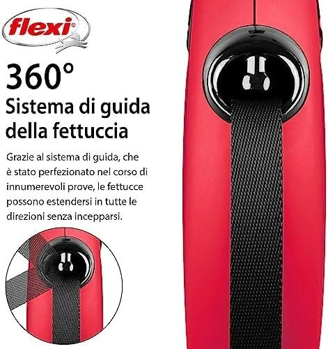 Flexi New Classic L pavadėlis šunims iki 50kg juostinis 8m raudonos spalvos