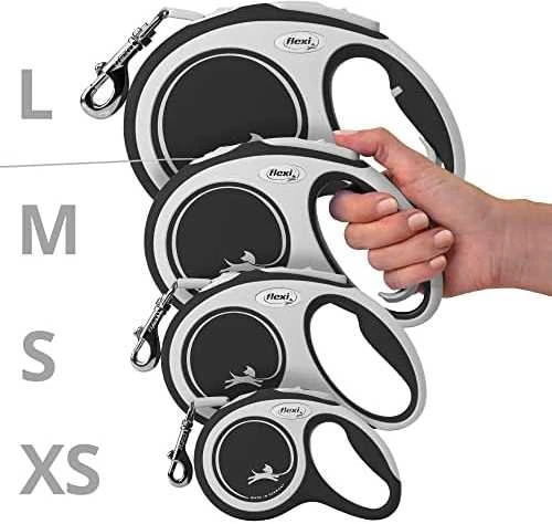 Flexi New Comfort Automatinis juostinis pavadėlis, 5 m / šunims iki 25kg / spalva: juoda ir balta