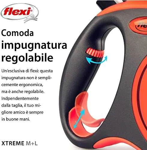 Flexi Xtreme šunų pavadėlis, M, max 35 kg, 5 m, oranžinis