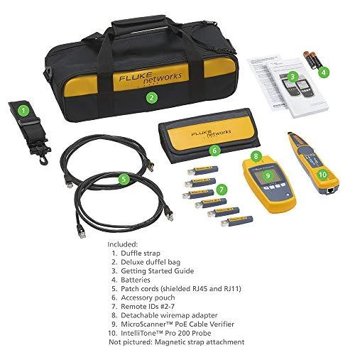 „Fluke networks“ FLUKE FL-MS-POE-KIT „MicroScanner PoE“ kabelių patikros testeris su papildomu kabeliu