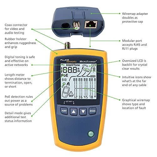 „Fluke networks MicroScanner2 Pro“ kabelių testeris (FL-MS2-100)