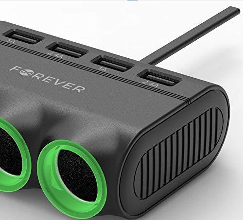 Automobilinis įkroviklis-šakotuvas Forever CSS-05 3 in 1 su 4xUSB ir 3x12V jungtimis