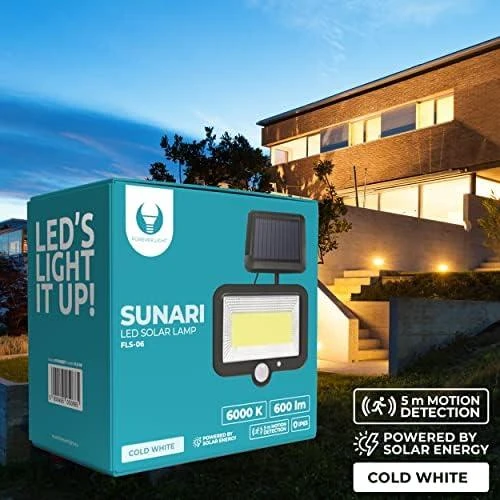 Plastrol SUNARI saulės lempa LED FLS-06 COB PIR 8W 600lm 6000K 1800mAh Li-Ion Forever Light